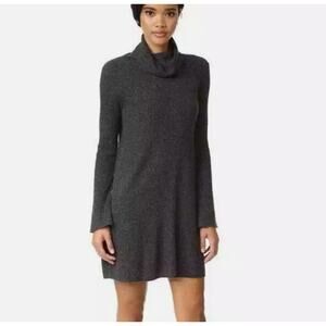 Madewell Gray XS Turtleneck Alpaca Wool Blend Ribbed Bell Sleeve Sweater Dress